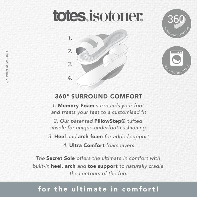 Isotoner® Ladies Popcorn Terry Mule Slippers Black Extra Image 6